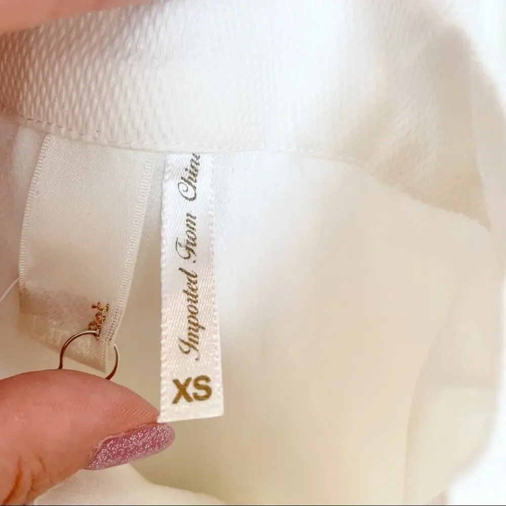 REVOLVE Line and Dot White Angled Zip Lace Pieced Skirt XS - Picture 8 of 9